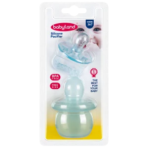 367 Babyland round whole silicone pacifier with protective case blister With card