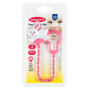 530 Babyland pacifier chain holder pink color with card