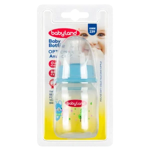 Hazelnut classic milk bottle without handle, blue color, volume 80 ml