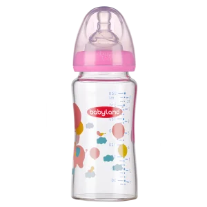 373-Babyland-pyrex-round-wide-neck-baby-bottle-Pink-Color-240-ml