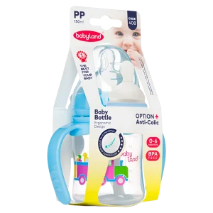 408 Babyland PP orthodontic wide neck baby bottle with handle 150 ml with hanger