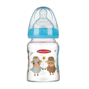 465-Babyland-pyrex-orthodontic-wide-neck-baby-bottle-blue-color-150-ml