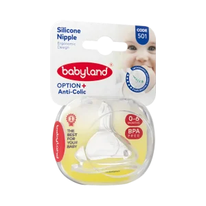 501 Babyland orthodontic wide neck nipple size 1 with card