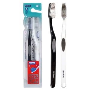 Hident Diamond Toothbrush Twin Pack Black White Color