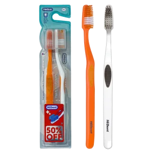 Hident Diamond Toothbrush Twin Pack Orange White Color