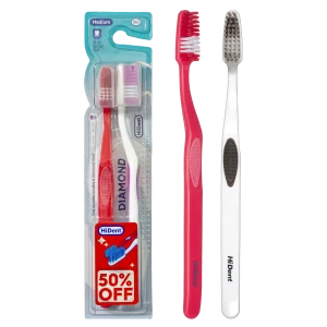 Hident Diamond Toothbrush Twin Pack Red White Color