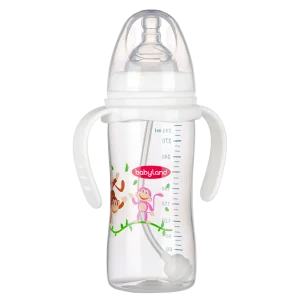 Babyland anti-colic PP round wide neck baby bottle with handle 300ml