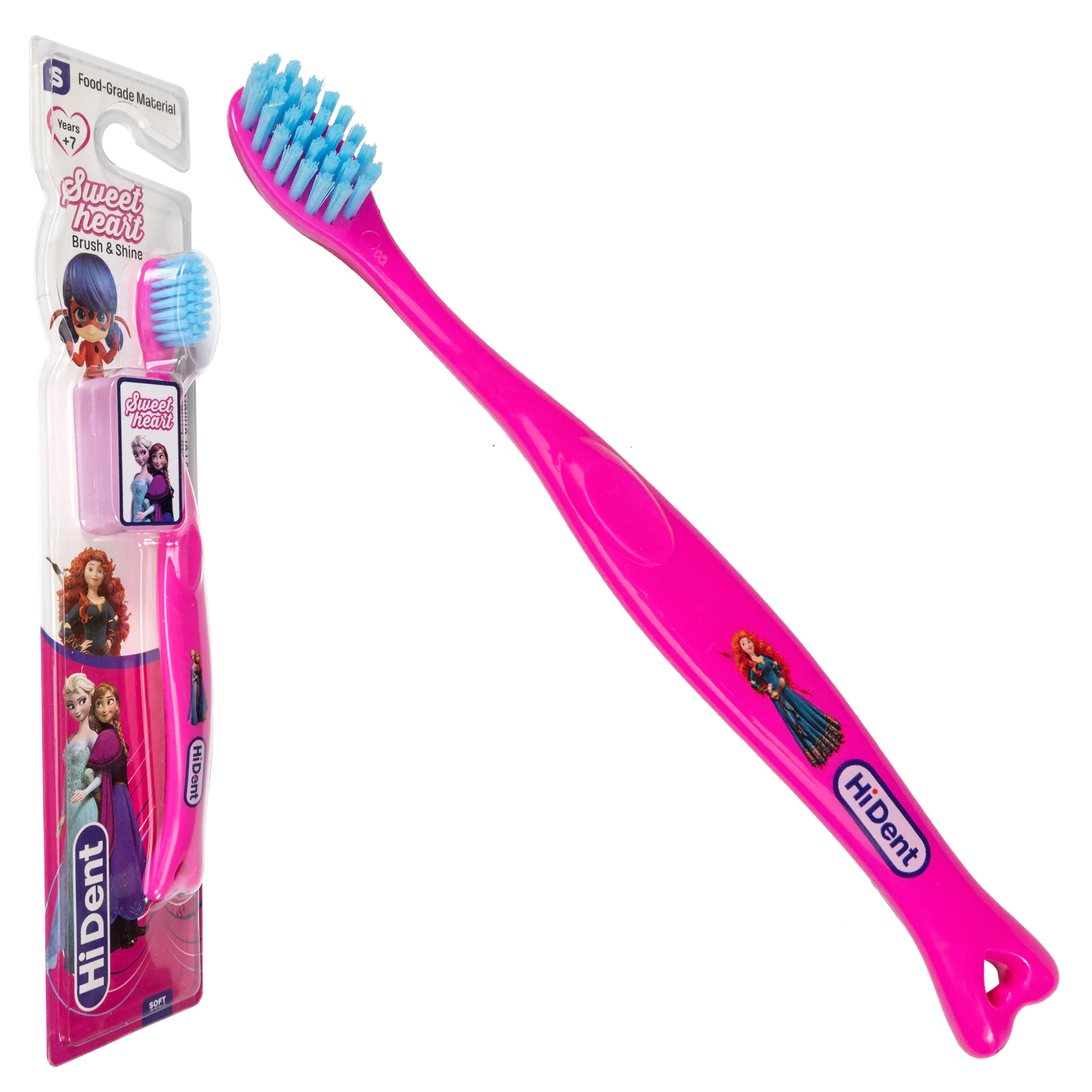 HiDent SweetHeart kids toothbrush with cap Pink Color