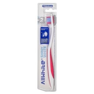AllWhite shiny white toothbrush Red Color With Card